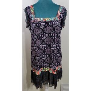 Revolve Maaji Mini Dress Womens Medium Ruffled Abstract Boho Cottagecore Dress